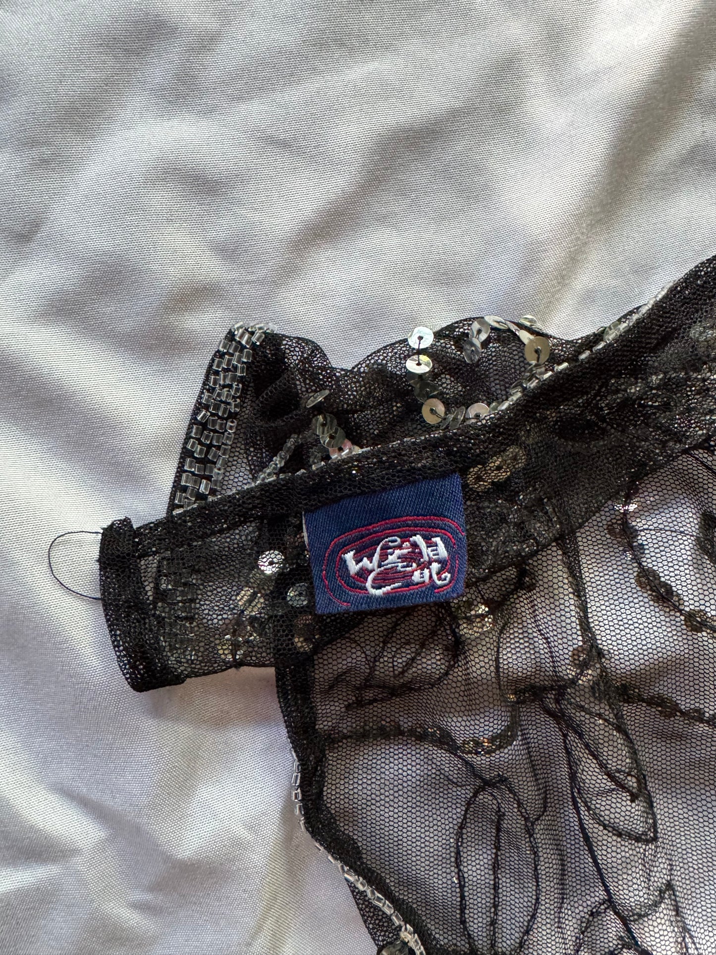 Vintage Y2K 2000s Mesh Sequin Halter Top