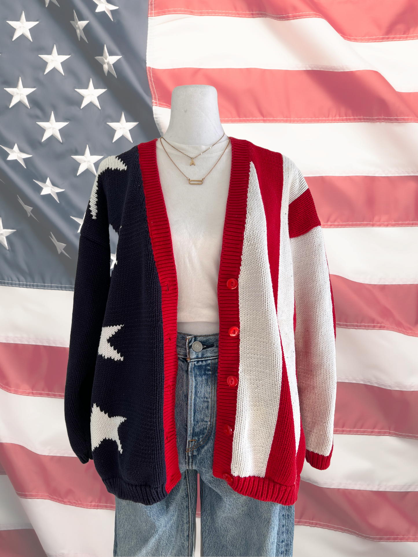 Vintage American Flag Cardigan