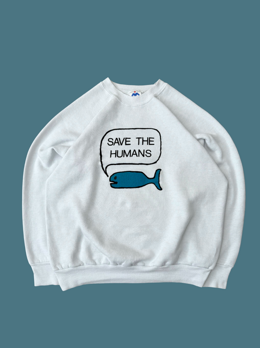 Vintage Whale "Save the Humans" Crewneck