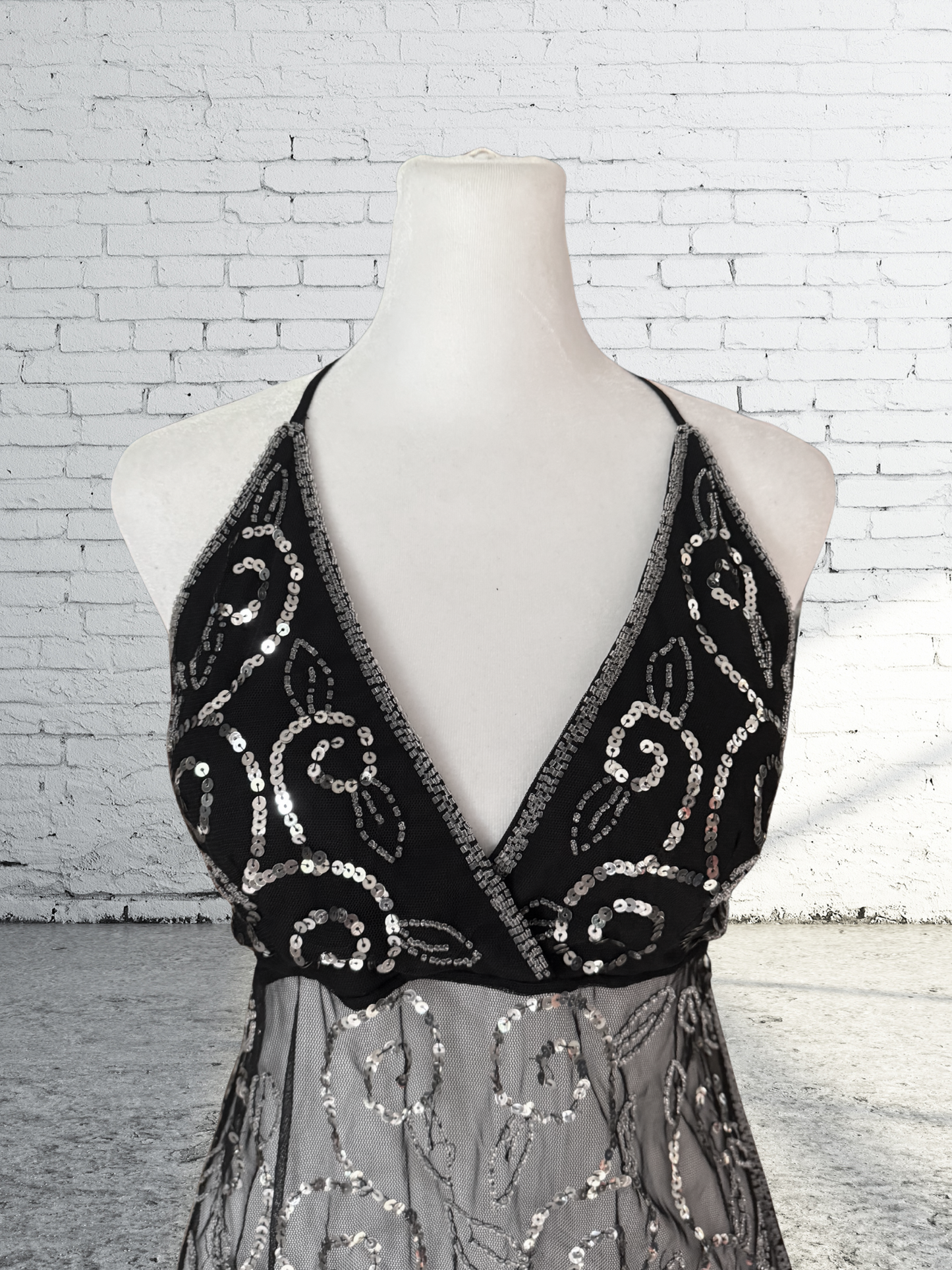 Vintage Y2K 2000s Mesh Sequin Halter Top